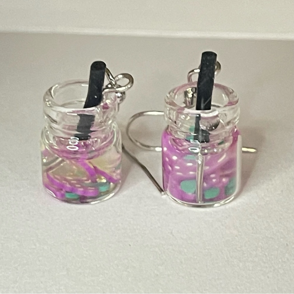 New Handmade Summer Fruity Grape Slice Glass S925 Sterling Silver Earrings - Picture 11 of 15